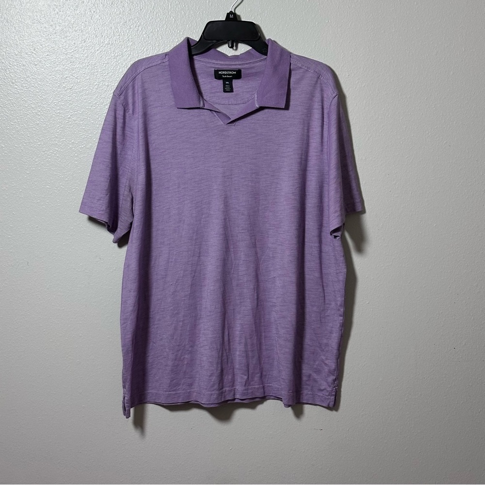 Nordstrom Men Tech Smart Polo Purple Lilac Short sleeve Shirt size 2XL.‎